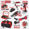 Комплект акумулаторни машини Raider RDP-BXS3, R20, 5 Ah 20 V, с батерия, зарядно и аксесоари