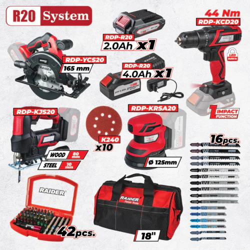 R20 Комплект Raider RDP-BXS12 4 машини, 2Ah, 4Ah 