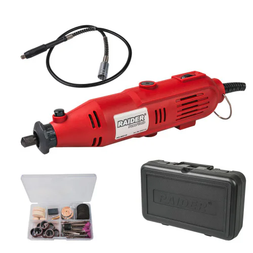 Прав шлайф Raider RD-MG15, 135 W, с жило + 100 аксесоара и куфар