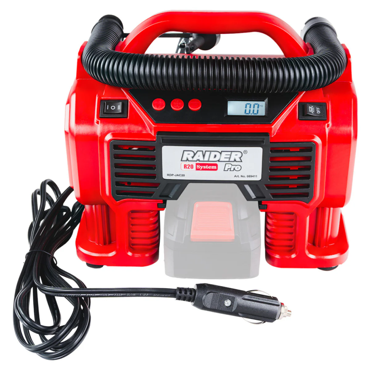 Акумулаторен мини компресор за въздух RAIDER RDP-JAC20 Solo, R 20, 12/20 V, 11 бара, без батерия 089411 Акумулаторен мини компресор за въздух RAIDER RDP-JAC20 Solo, R 20, 12/20 V, 11 бара, без батерия 089411