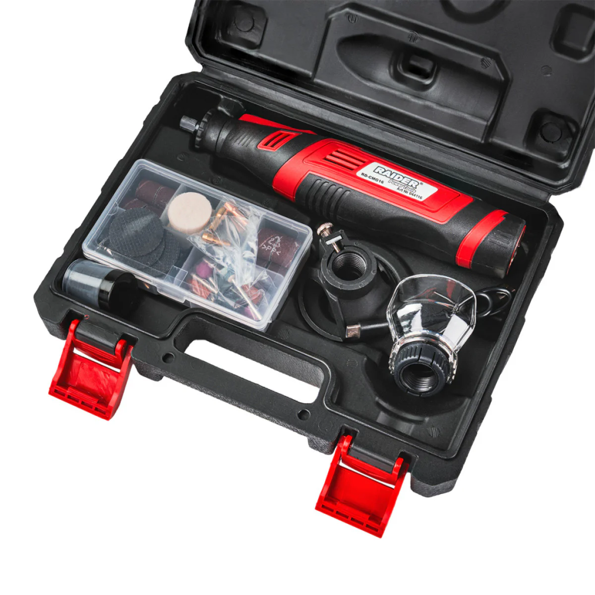 Акумулаторен прав шлайф Raider RD-CMG16, 8 V, 2 Ah, USB Type-C, 127 аксесоара, в куфар 044116 Акумулаторен прав шлайф Raider RD-CMG16, 8 V, 2 Ah, USB Type-C, 127 аксесоара, в куфар 044116