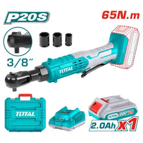 Акумулаторна тресчотка TOTAL TDRLI2060152, 3/8", 65 Nm, 1 батерия 20 V 2.0 Ah