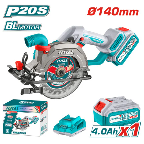 Акумулаторен безчетков ръчен циркуляр TOTAL TSLI14021 INDUSTRIAL, 140 мм, 1 батерия 20 V 4 Ah
