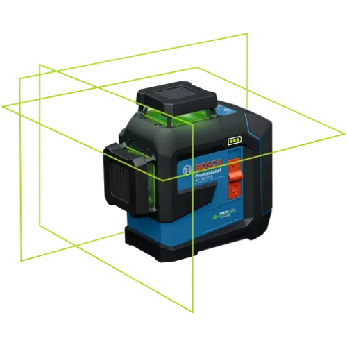 Линеен лазер Bosch GLL 80-33 G Professional, до 30м,LB 10, батерия BA 3.7V/3.0Ah, държач LB 10, скоба за таван DK 20, куфар