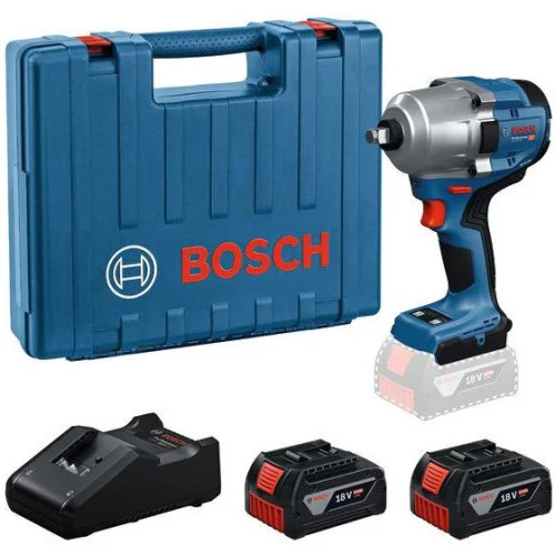 Акумулаторен ударен гайковерт Bosch GDS 18V-780, 1000 Nm, ½", с 2 батерии 18 V, 5 Ah, зарядно, в куфар