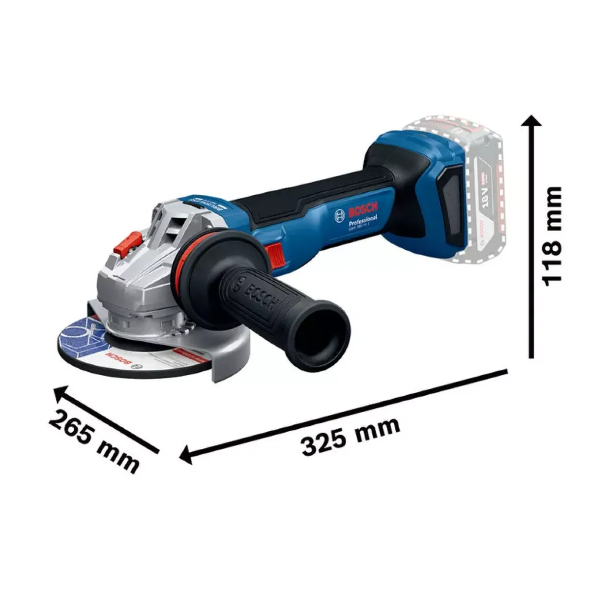 Акумулаторен ъглошлайф Bosch GWS 18V-11 S, 2 батерии GBA 18V 5.0Ah, зарядно, в L-BOXX 136 06019N4002