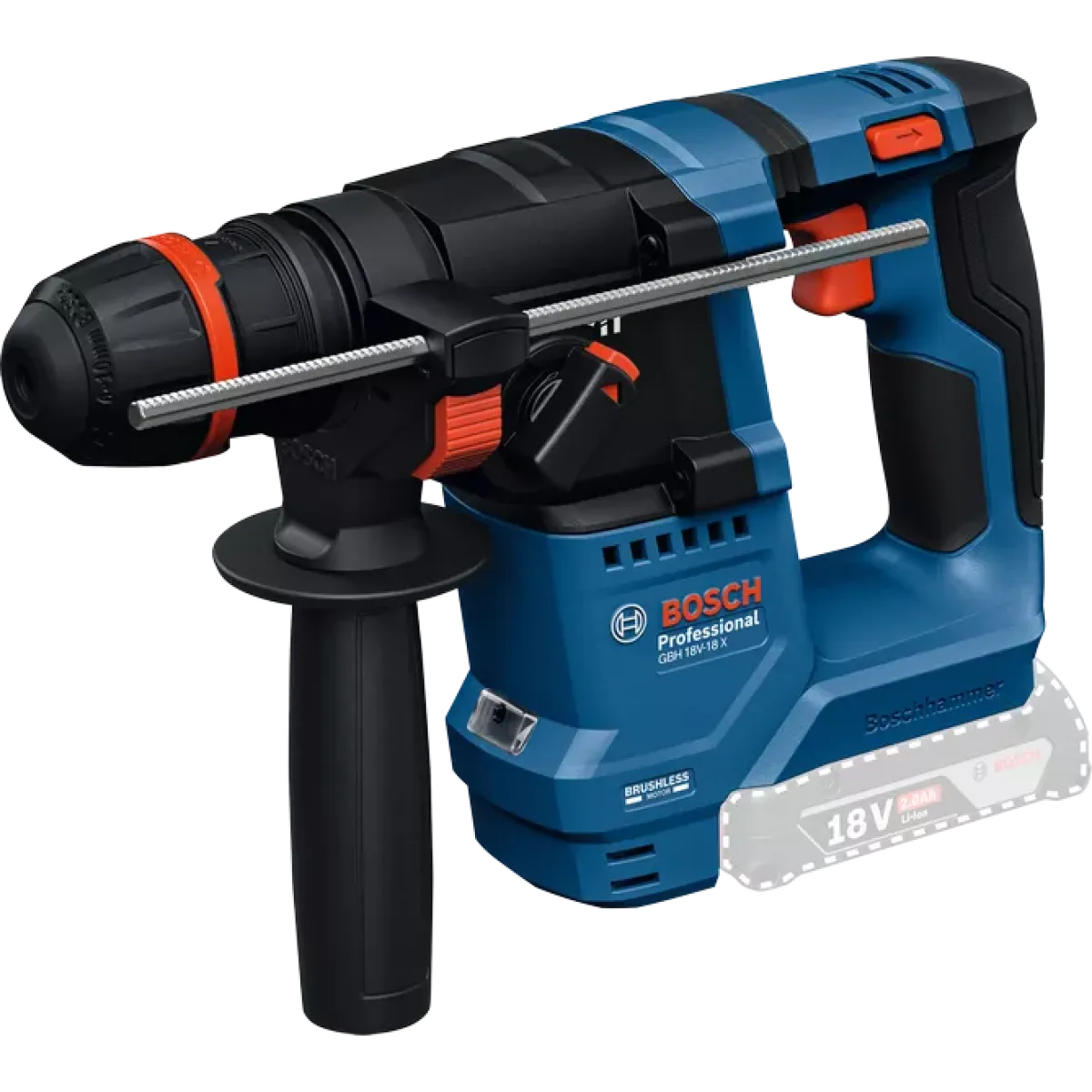 Акумулаторен перфоратор Bosch GBH 18V-18 X, 18 V, 1.5 J, SDS-Plus, ONECHUCK, без батерия и зарядно 0611927100 Акумулаторен перфоратор Bosch GBH 18V-18 X, 18 V, 1.5 J, SDS-Plus, ONECHUCK, без батерия и зарядно 0611927100