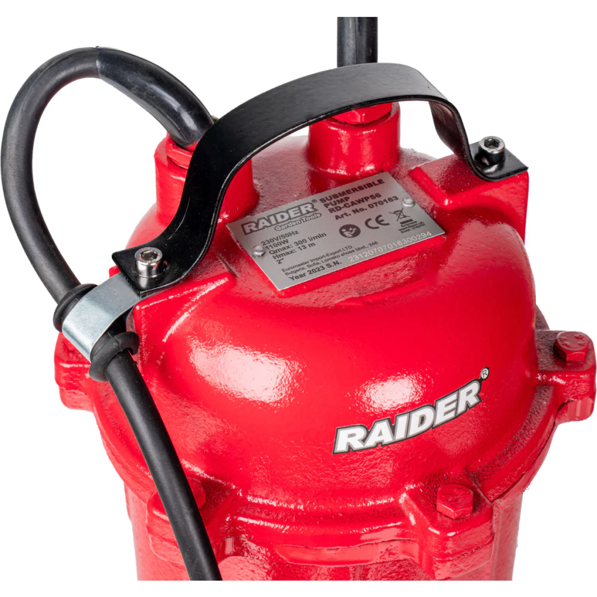 Потопяема помпа за мръсна вода Raider RD-CAWP56, 1100 W, 300 л/мин,2, с нож 070163