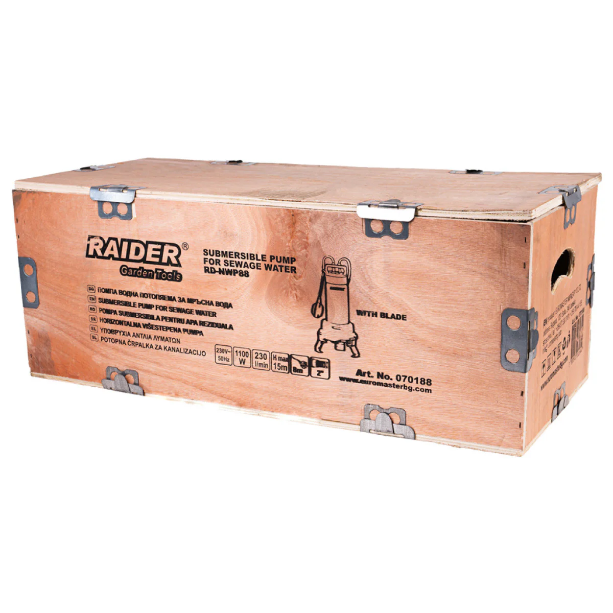 Потопяема помпа за мръсна вода Raider RD-NWP88 INOX с нож, 2, 1100 W, 230 л/мин 070188