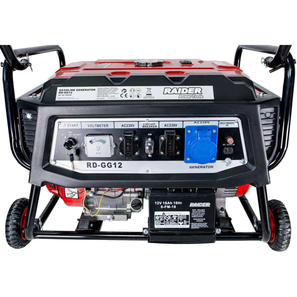 Бензинов генератор за ток Raider RD-GG12, 7.5 kW, 25 л, с ел. стартер, монофазен 090108