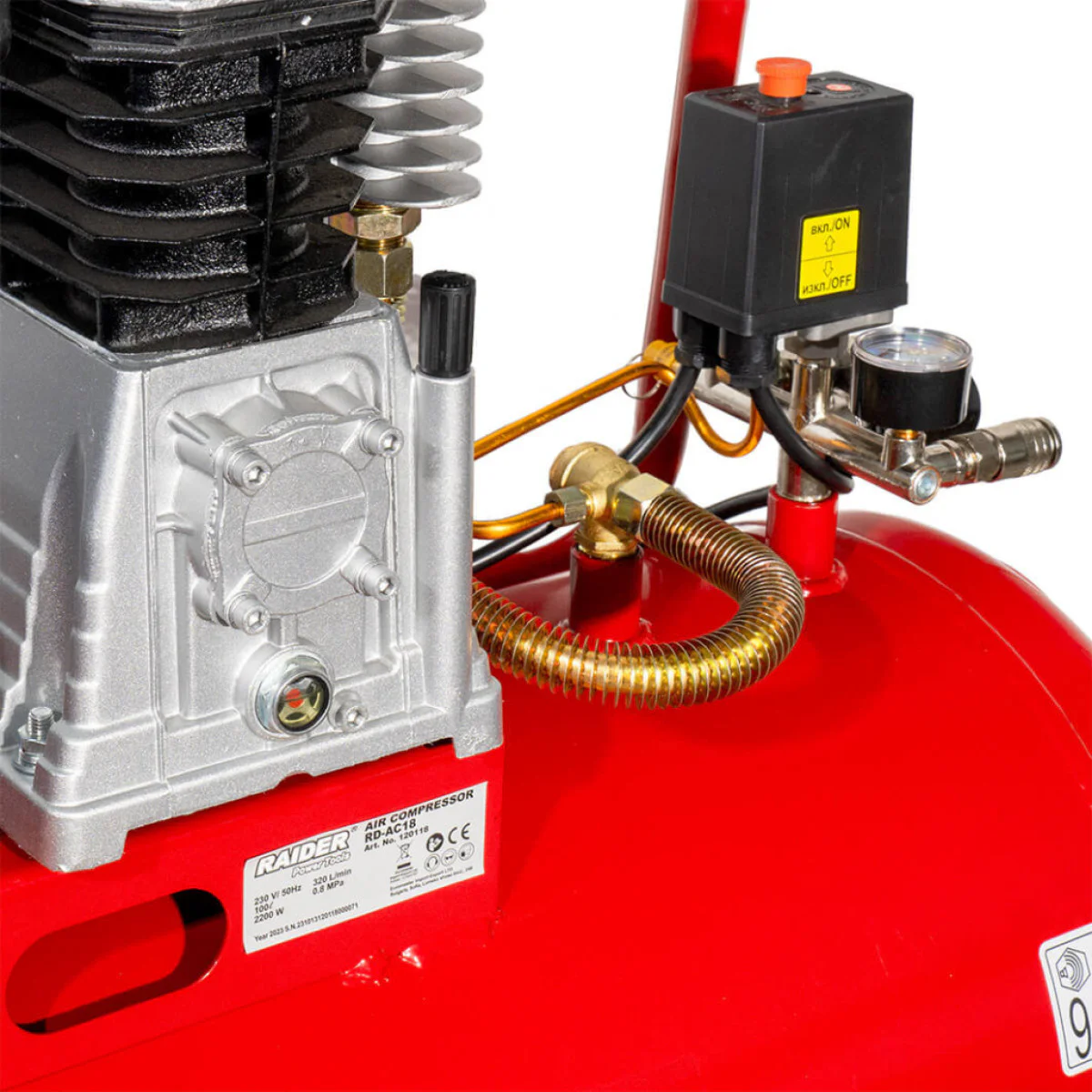 Компресор Raider RD-AC18, 100L, 2.2kW, 320L/min 120118