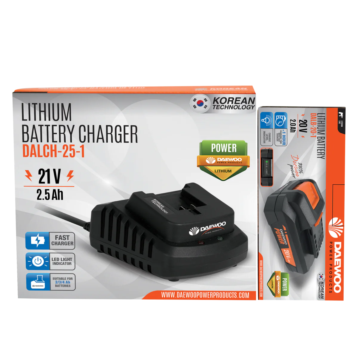 Зарядна станция DAEWOO START PACK LI-1, U-FORCE 21V, 2.5Ah + 1бр. батерия 20V, 2.0Ah START PACK LI-1