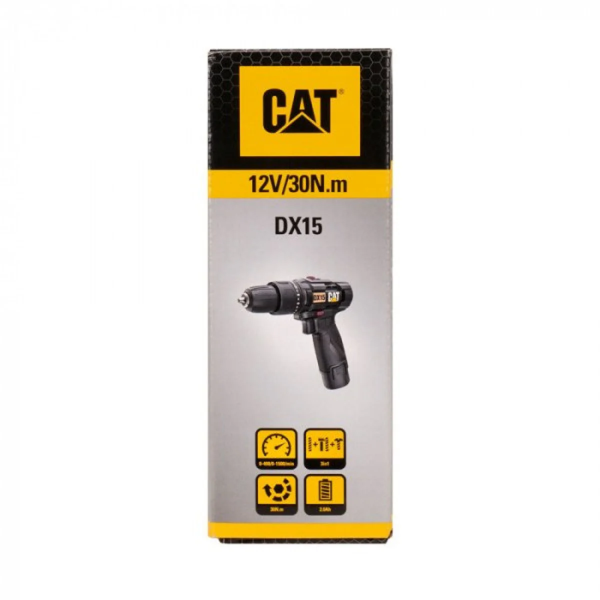 Акумулаторна бормашина CAT DX15, 30 Nm, с 1 батерия 12 V 2 Ah и зарядно 3512655