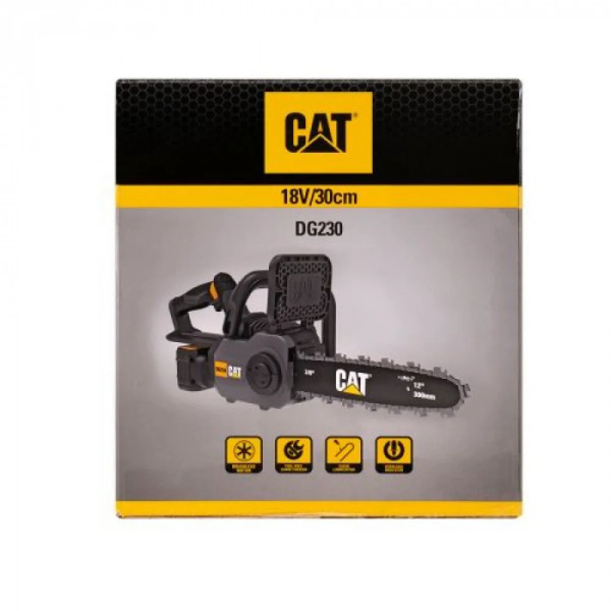 Акумулаторен верижен трион CAT DG230, 30 см, с 1 батерия 18V 4.0Ah Li-ion и зарядно 3525114