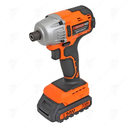 Акумулаторен безчетков гайковерт Premium HD, 200 Nm, 1 батерия 20 V, 2Ah, зарядно