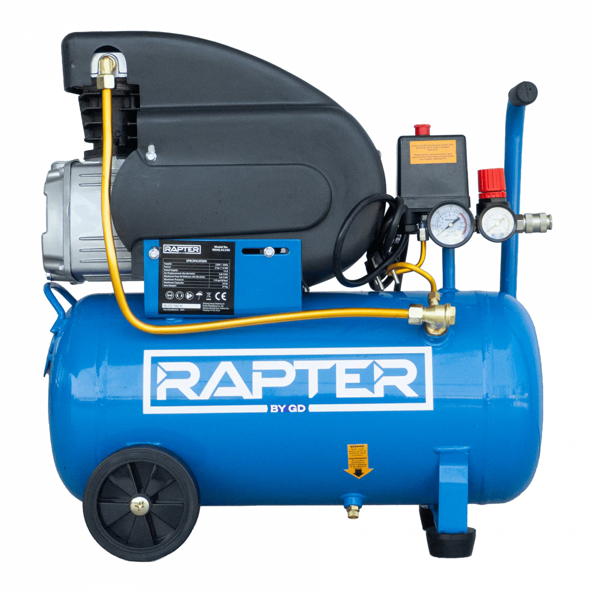 Компресор RAPTER RRHQ AC24D бутален 24L, 2HP/1.5 kW директно куплиране RR44470