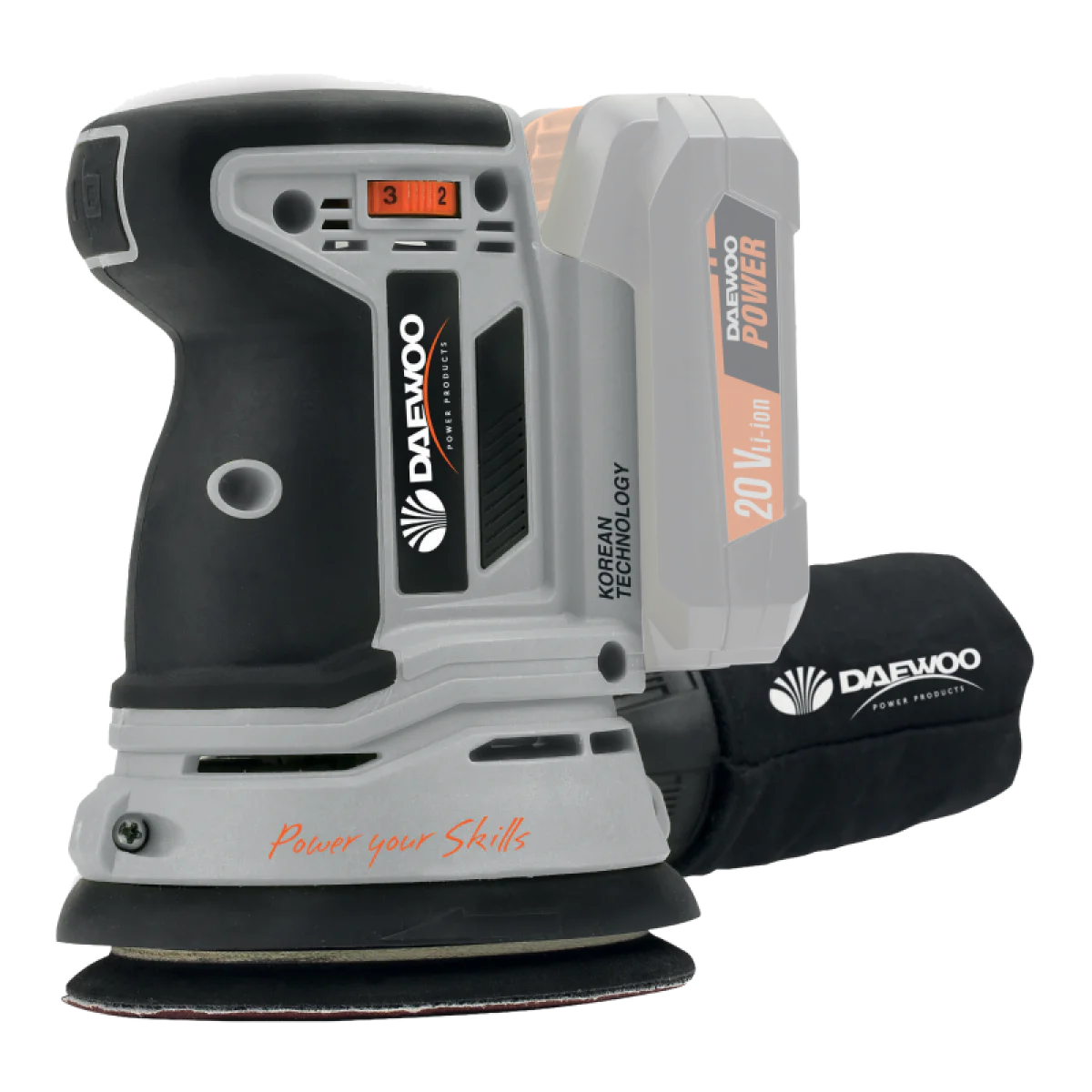 Акумулаторен ексцентършлайф DAEWOO DALOS18-1, 20 V, 125 мм, без батерия и зарядно DALOS18-1