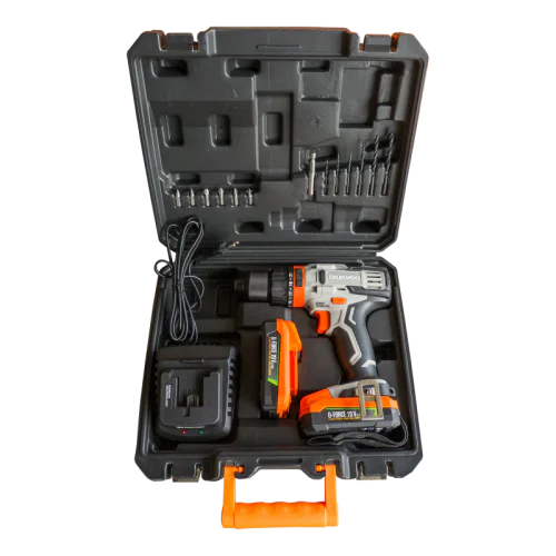 Акумулаторна ударна бормашина DAEWOO DALD18-M1-KIT, 44 Nm, с 2 батерии 20 V 2Ah, зарядна станция 2.5Ah, аксесоари