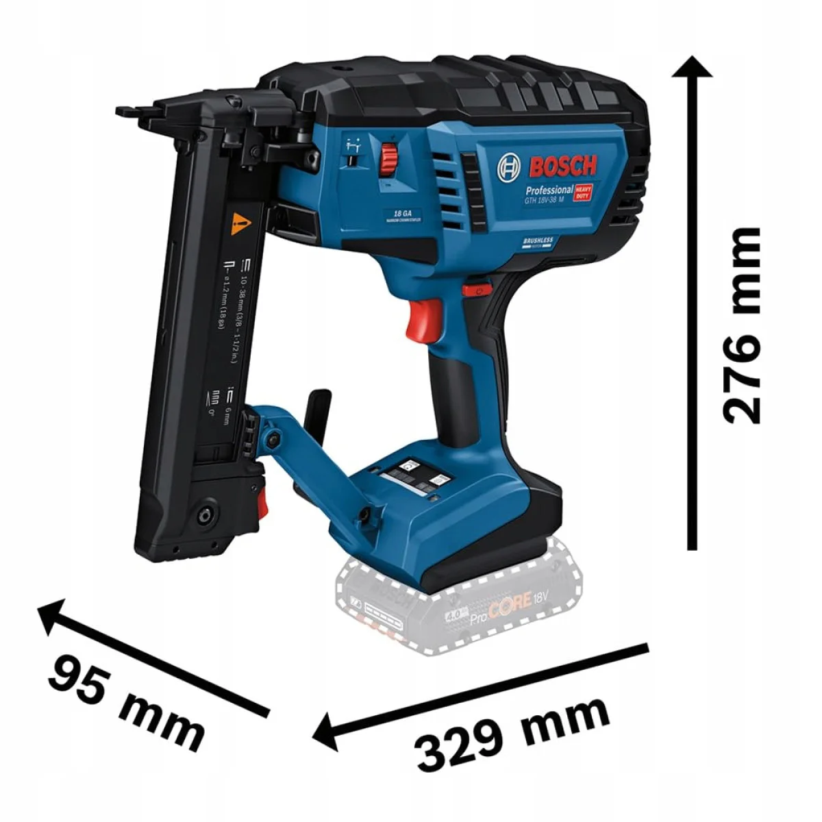 Акумулаторен такер Bosch GTH 18V-38 M, 18 V, 5.8 мм, без батерия и зарядно 0601482500
