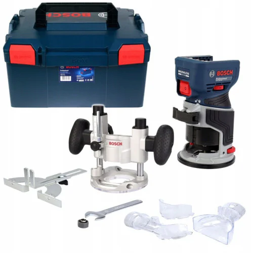 Акумулаторна фреза за кантове Bosch PRO GKF 18V-8, 18 V, 6, 8 мм, без батерия и зарядно, с аксесоари и куфар