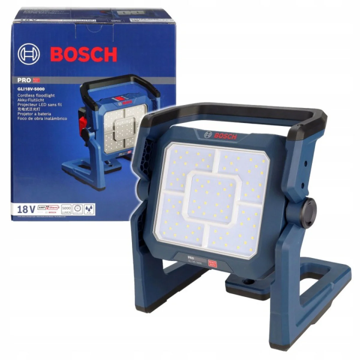 Акумулаторна лампа Bosch PRO GLI18V-5000, 18 V, 5000 lm, без батерия и зарядно 06019P5100