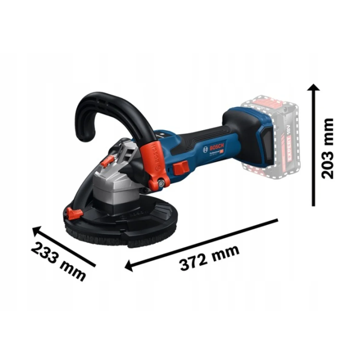 Машина за шлифоване на бетон Bosch PRO GBR 18V-15 S, 18 V, ⌀125 мм, M14, без батерия и зарядно, с куфар L-BOXX 238 0601776201