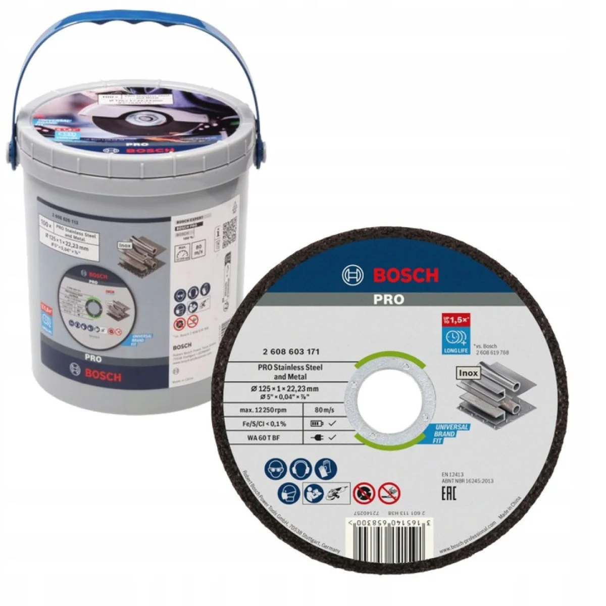 Диск за рязане на метал Bosch PRO, INOX, 125 x 1 x 22.23 мм, 100 броя 2608626113 Диск за рязане на метал Bosch PRO, INOX, 125 x 1 x 22.23 мм, 100 броя 2608626113