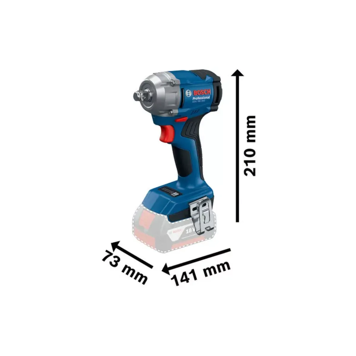 Акумулаторен ударен гайковерт Bosch GDS 18V-350, 350 Nm, ½, без батерия и зарядно 06019M5020