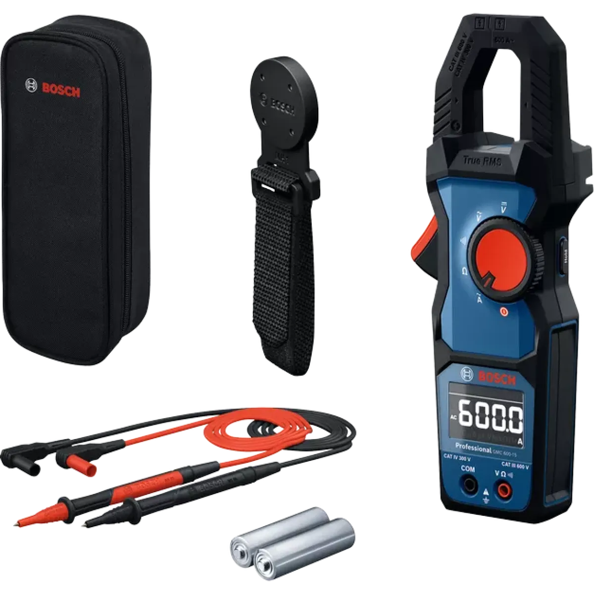 Амперклещи Bosch GMC 600-15, 600 V, 600 A, MH1 магнитен държач 0601077601