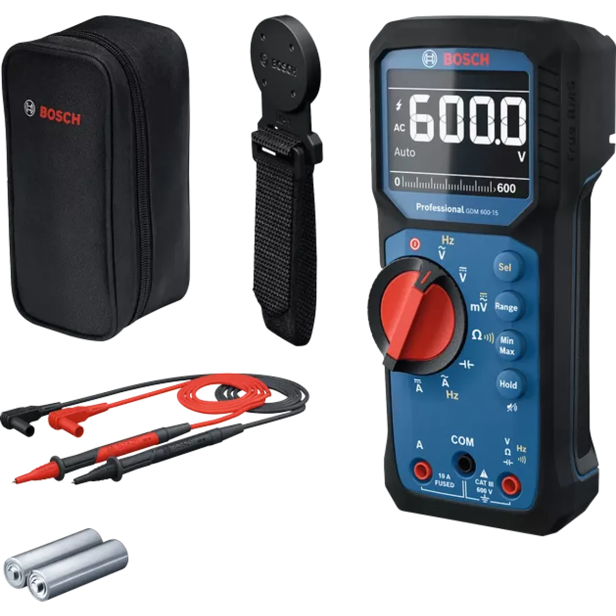Дигитален мултицет Bosch GDM 600-15 Professional, MH1 магнитен държач, 600 V 0601077301