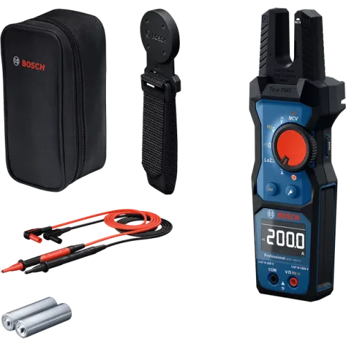 Електроизмервателен уред Bosch GFM 1000-15, 1000 V, 200 A, със стойка MH 1 и калъф