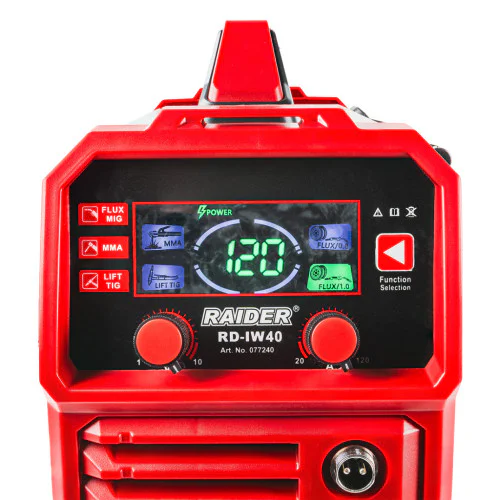 Инверторен електрожен Raider RD-IW40, 2 в 1, MIG/MAG, MMA, 24.5 V, 20-120 A
