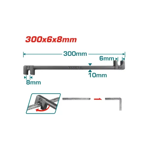 Ключ за огъване на арматура - ръчен бендер TOTAL, 6-8 x 300 мм