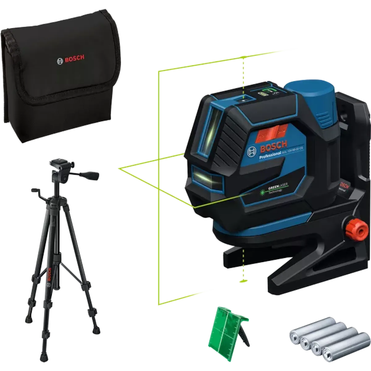 Комбиниран лазерен нивелир Bosch GCL 12V-50-22 CG, с 4 x батерия (AA), статив BT 150 0601066S01