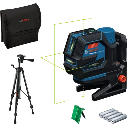 Комбиниран лазерен нивелир Bosch GCL 12V-50-22 CG, с 4 x батерия (AA), статив BT 150