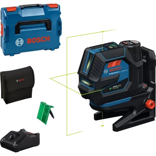 Комбиниран лазерен нивелир Bosch GCL 12V-50-22 CG, в L-BOXX 136 с 1 x акумулаторна батерия GBA 12V 2.0Ah, лазерна мишена, зелен лъч