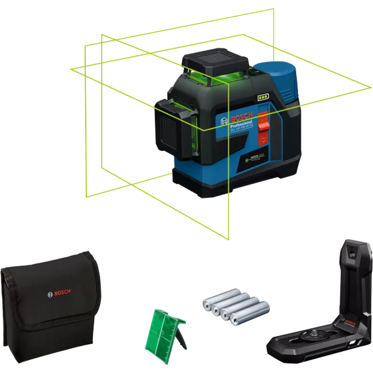Линеен лазер Bosch GLL 12V-100-33 CG, до 30 m, в L-BOXX 136 с 1 x батерия GBA 12V 2.0Ah,  универсален държач LB 10 0601065401 Линеен лазер Bosch GLL 12V-100-33 CG, до 30 m, в L-BOXX 136 с 1 x батерия GBA 12V 2.0Ah,  универсален държач LB 10 0601065401