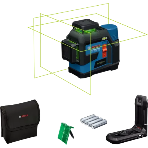 Линеен лазер Bosch GLL 12V-100-33 CG, до 30 m, в L-BOXX 136 с 1 x батерия GBA 12V 2.0Ah,, универсален държач LB 10