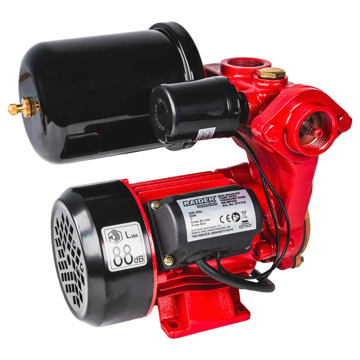Мини хидрофор Raider RD-WP550, 1, 550 W, 58 м, 45 л/мин 071110 Мини хидрофор Raider RD-WP550, 1, 550 W, 58 м, 45 л/мин 071110