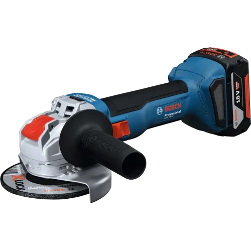 Акумулаторен ъглошлайф Bosch GWX 18V-8, Ø 125 мм, X-LOCK, с 2 батерии 18 V, 4 Ah, зарядно и куфар